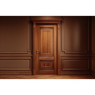 Solid Wood Traditional Panel Door Design with Matte Finish