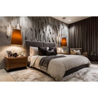 Contemporary Bedroom Design With A King Size Bed And A 3D Wallpaper