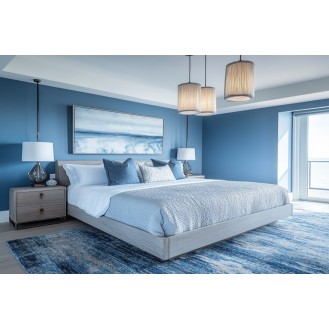 Contemporary Master Bedroom Design with Blue Walls