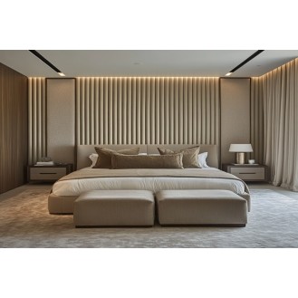 Contemporary Master Bedroom Design with Fluted Wall Panels