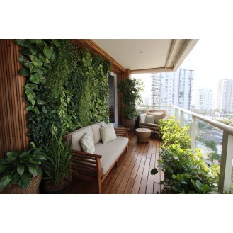 Tropical Balcony Design with Wooden Vertical Wall Planter Tropical Balcony Design with Wooden Vertical Wall Planter
