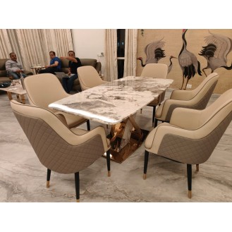Urban Monarch Marble Dining Set 6 Chairs with 1 Table AIF073