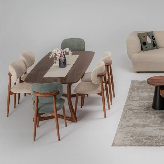 Prime Elegance Dining Set 6 Chairs with 1 Table AIF076