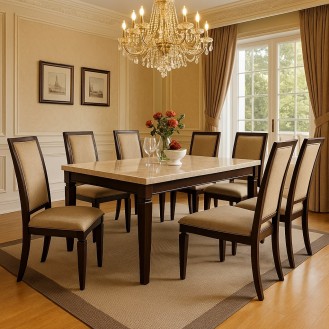 BiancoPrime Dining Set 8 Chairs with 1 Table AIF092