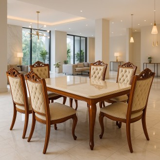 EverTimber Royal Dining Set 6 Chairs with 1 Table AIF094