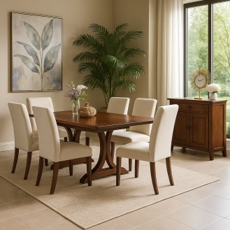 TeakAura Dining Set 6 Chairs with 1 Table AIF095