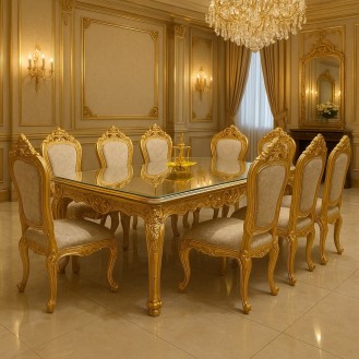 OakMist Elite Collection Dining Set 8 Chairs with 1 Table AIF096