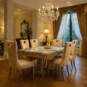 EverTimber Royal Dining Set 6 Chairs with 1 Table AIF097