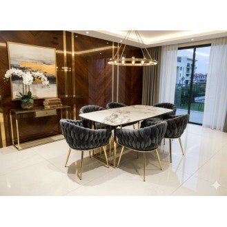 OpalMarble Luxe Edition Dining Set 6 Chairs with 1 Table AIF112
