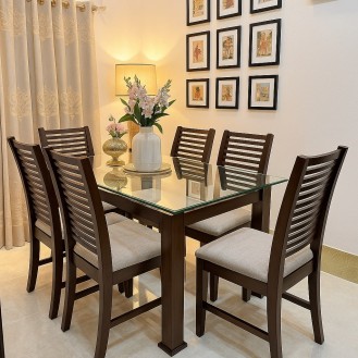 OakSierra Elite Collection Dining Set 6 Chairs with 1 Table AIF115