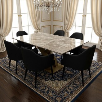 Majestic Marble Dining Set 6 Chairs with 1 Table AIF077