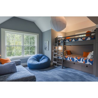 Contemporary Grey And Blue Boys Room Design With Bunk Bed Contemporary Grey And Blue Boys Room Design With Bunk Bed