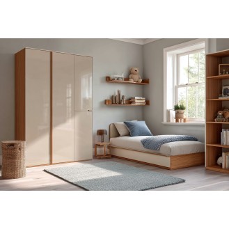 Contemporary Boys Room Design With Glossy Beige Wardrobe Contemporary Boys Room Design With Glossy Beige Wardrobe
