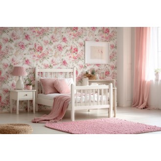 Modern Kids Room Design For Girls With Pink Floral Wallpaper Modern Kids Room Design For Girls With Pink Floral Wallpaper
