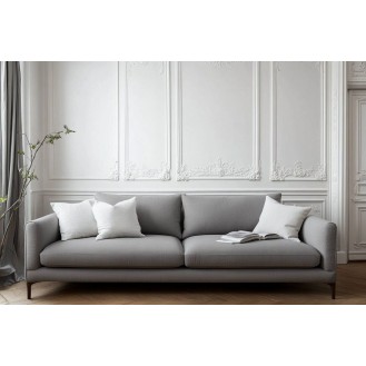 Modern Living Room Design with Grey Sofa and Wall Trim