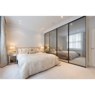 Modern 4-Door Wardrobe Design with Sliding Glass Shutters Modern 4-Door Wardrobe Design with Sliding Glass Shutters