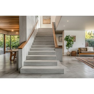 Contemporary L-Shaped Staircase Design of Wood Tiles and Glass Material Contemporary L-Shaped Staircase Design of Wood Tiles and Glass Material