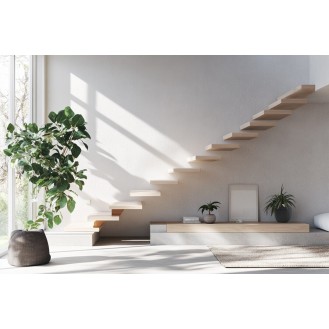 Scandinavian Half Landing Staircase Design in Wood and Concrete Scandinavian Half Landing Staircase Design in Wood and Concrete