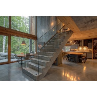 Sleek Concrete Modern L-Shaped Staircase Design Sleek Concrete Modern L-Shaped Staircase Design