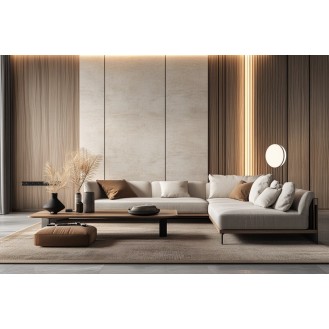 Contemporary Wooden and Beige Wall Panels Wall Design